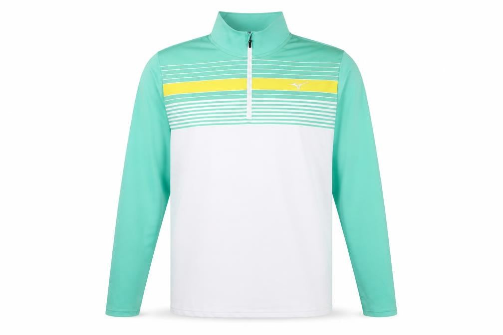 Mizuno Men’s Mint 2XL 1/4 Zip Golf Sweatshirt Striped Move Tech