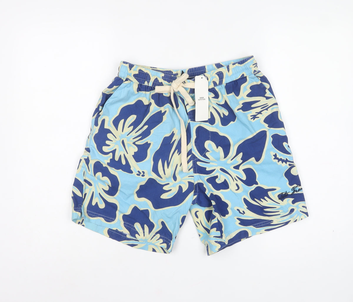 iets frans... Men’s Blue Floral Cotton Drawstring Shorts Size S