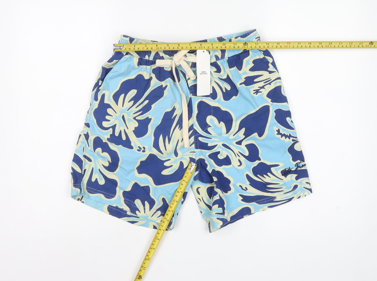 iets frans... Men’s Blue Floral Cotton Drawstring Shorts Size S