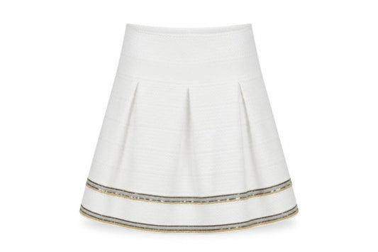 Rare London Women White M A-Line Sequin Beaded Short Skirt