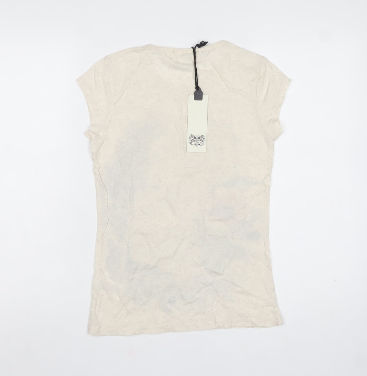 Firetrap Women Ivory S Basic Floral Leopard Graphic Cotton T-Shirt
