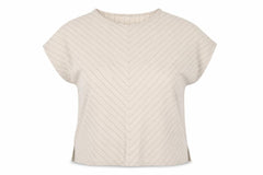 Et Vous Women Ivory Striped V-Neck Cap Sleeve Blouse Size 22