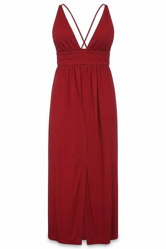 Missguided Women Red UK 12 Bodycon Long Strappy V-Neck Maxi Dress
