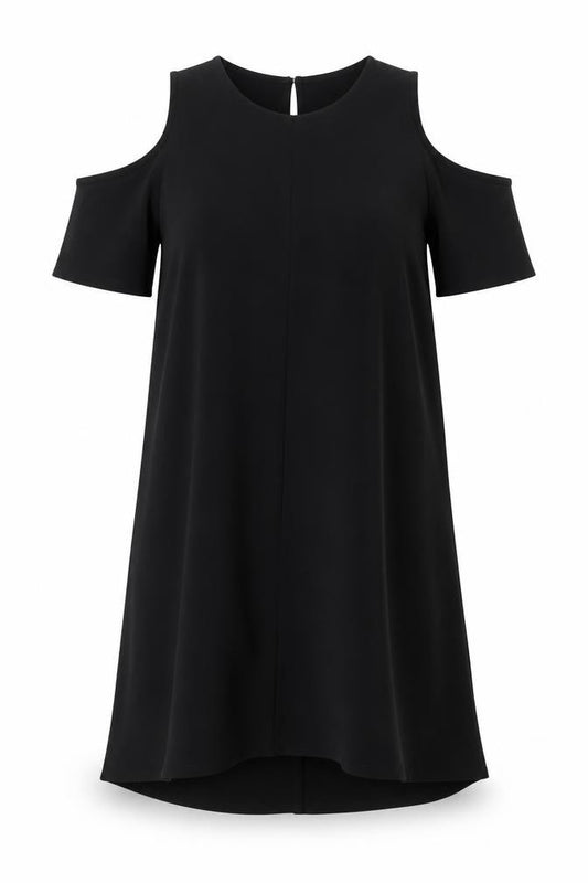 Warehouse Women Black UK 8 A-Line Cold Shoulder Knee Length Dress