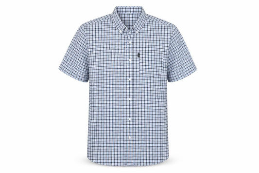 Peacocks Men Blue Check Cotton Button-Down Short Sleeve Shirt M