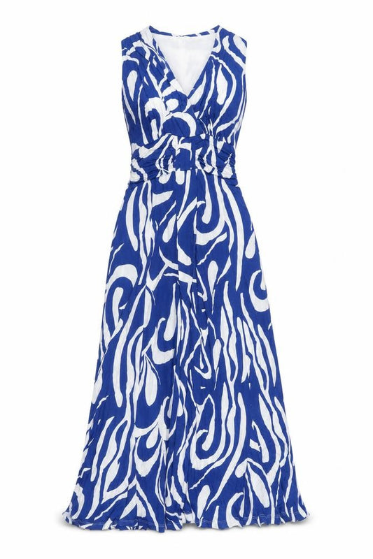 Pomodoro Women Blue UK 12 Maxi V-Neck Swirl Print Dress