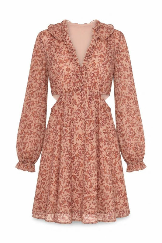 Rita Ora x Primark Women Pink Floral Chiffon Midi Fit & Flare Dress UK 14