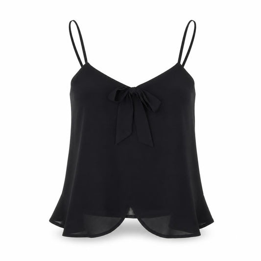 New Look Women Black UK 10 Chiffon Bow Tie Spaghetti Strap Camisole