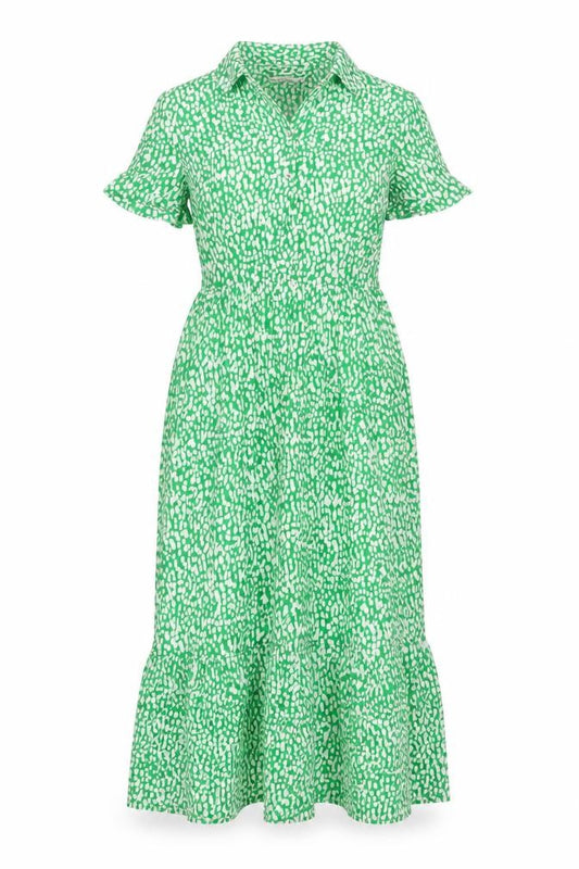 Tu Women Green White UK 8 Maxi Shirt Dress Button Front NWT