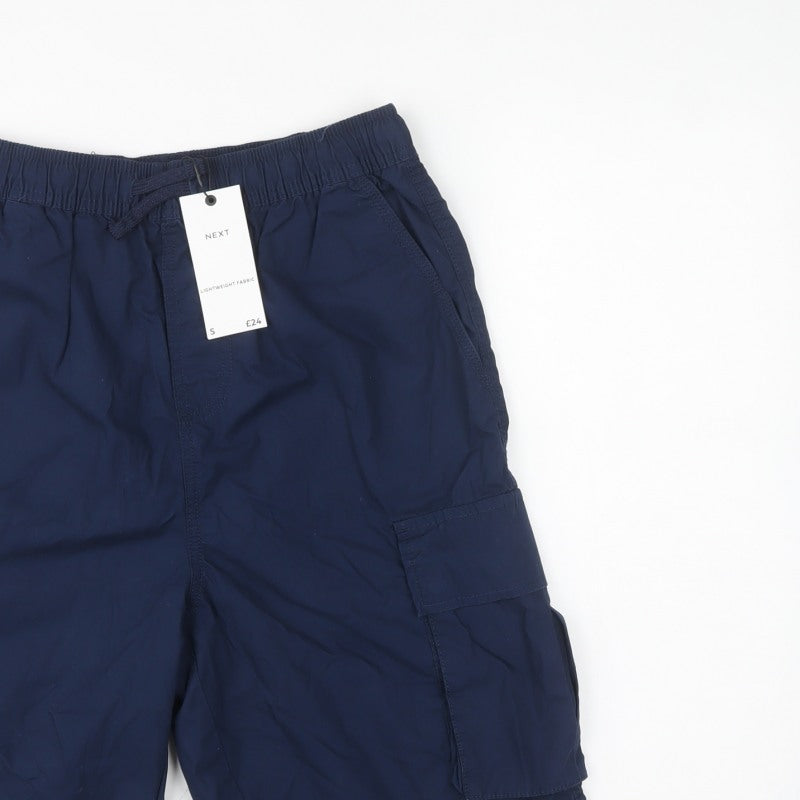 Next Men’s Navy Blue S Lightweight Drawstring Cargo Shorts Pockets