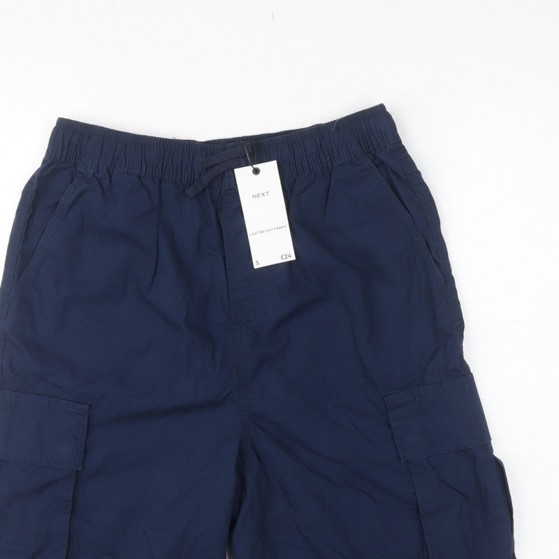 Next Men’s Navy Blue S Lightweight Drawstring Cargo Shorts Pockets