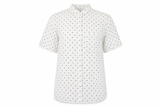 Marks & Spencer Women White Polka Dot UK 10 Classic Short Sleeve Blouse