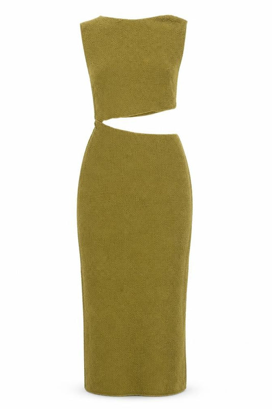 Zara Women Green M Bodycon Long Knit Cut Out Sleeveless Dress