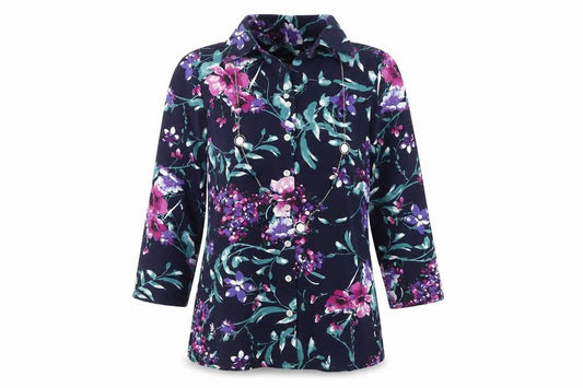 Anna Rose Women Multicoloured S Floral Stretch Button Tunic Shirt