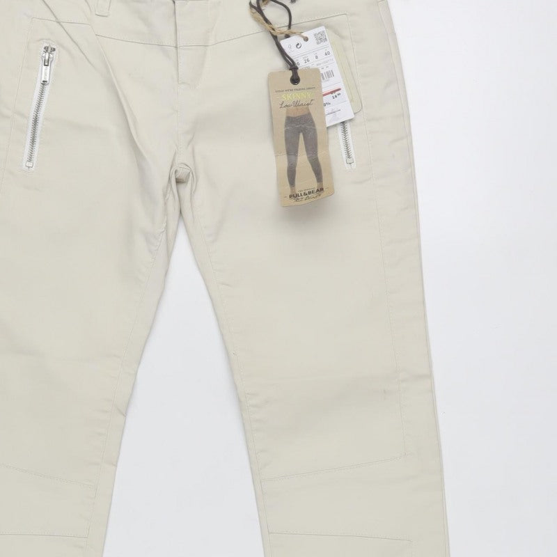 Pull&Bear Women’s Beige UK 8 Low Rise Skinny Stretch Trousers