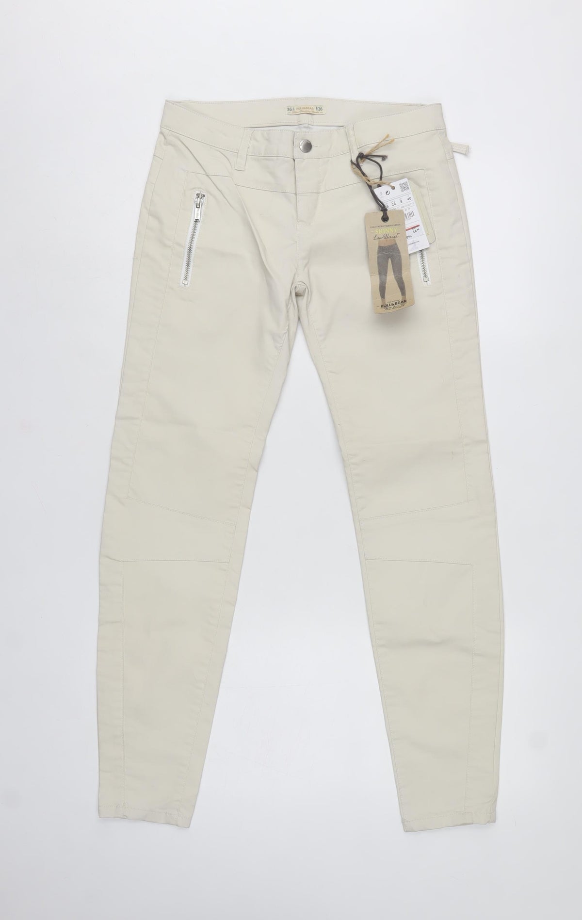 Pull&Bear Women’s Beige UK 8 Low Rise Skinny Stretch Trousers