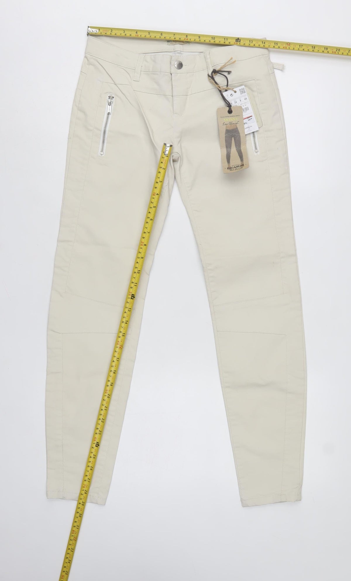 Pull&Bear Women’s Beige UK 8 Low Rise Skinny Stretch Trousers