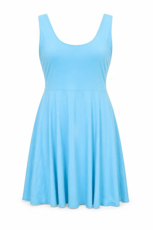 Cynthia Rowley Women Blue XL Sleeveless Skater Jersey Dress NWT
