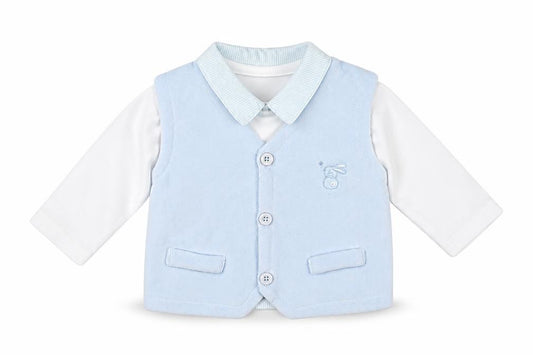 Kris X Kids Boys Blue 6-9 Months Collared Waistcoat Style Dress Top