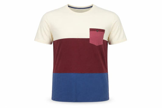 Piping Hot Men's Multicoloured L Colourblock Pocket Crew Neck T-Shirt