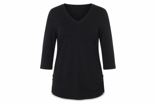 New Look Maternity Women Black UK 10 V-Neck 3/4 Sleeve Tunic Blouse