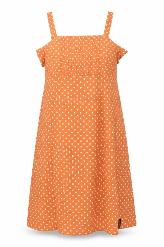 Roman Women Orange Polka Dot Strappy Fit & Flare Midi Dress UK 14