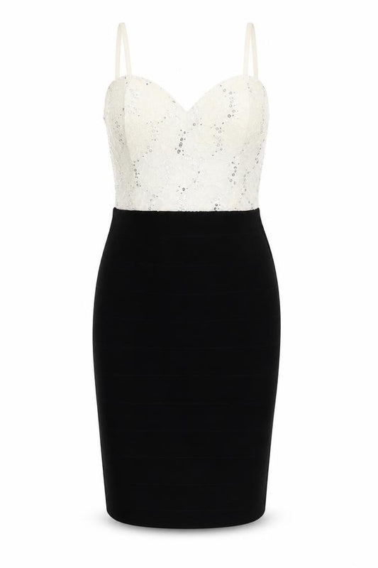 Quiz Women Black Ivory UK 16 Lace Sequin Pencil Party Dress
