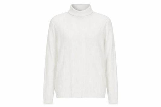 Marks and Spencer Women Ivory UK 14 Ribbed Roll Neck Jumper
