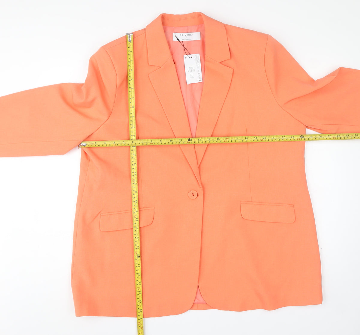 Primark Women Orange XL Single-Breasted Lined Blazer Jacket