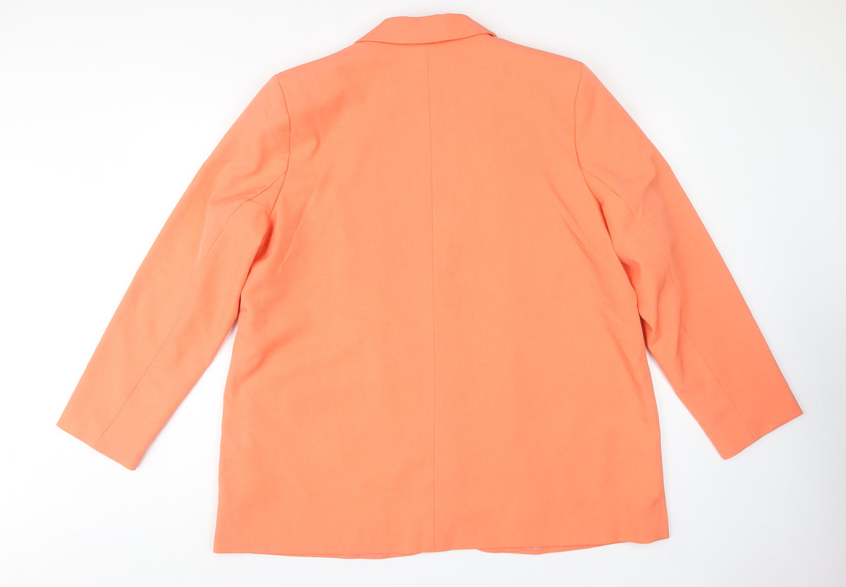 Primark Women Orange XL Single-Breasted Lined Blazer Jacket