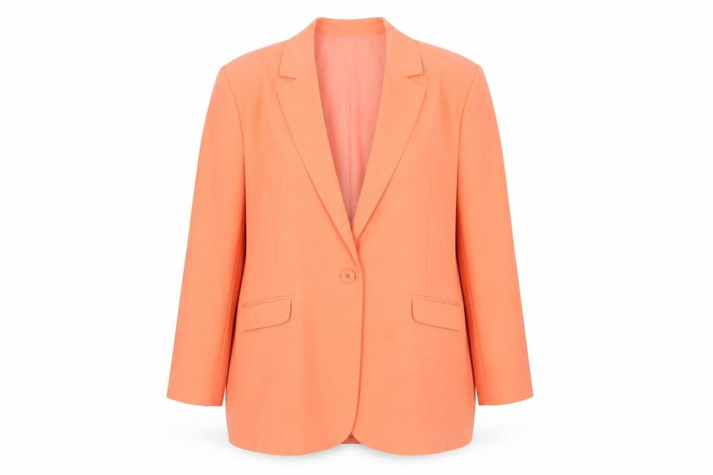 Primark Women Orange XL Single-Breasted Lined Blazer Jacket