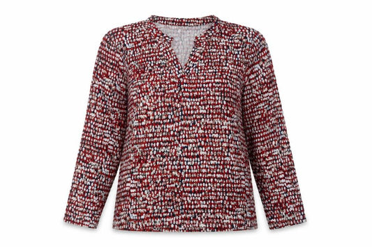 Cerulean by Blue Diamond Women’s Red Geometric V-Neck Blouse L