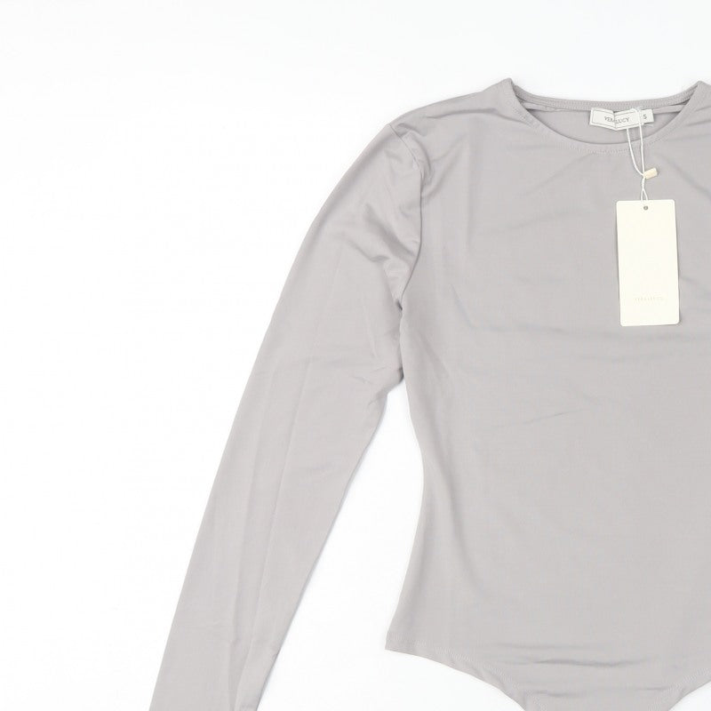 Vera & Lucy Women’s Grey Size 8 Long Sleeve Stretch Bodysuit