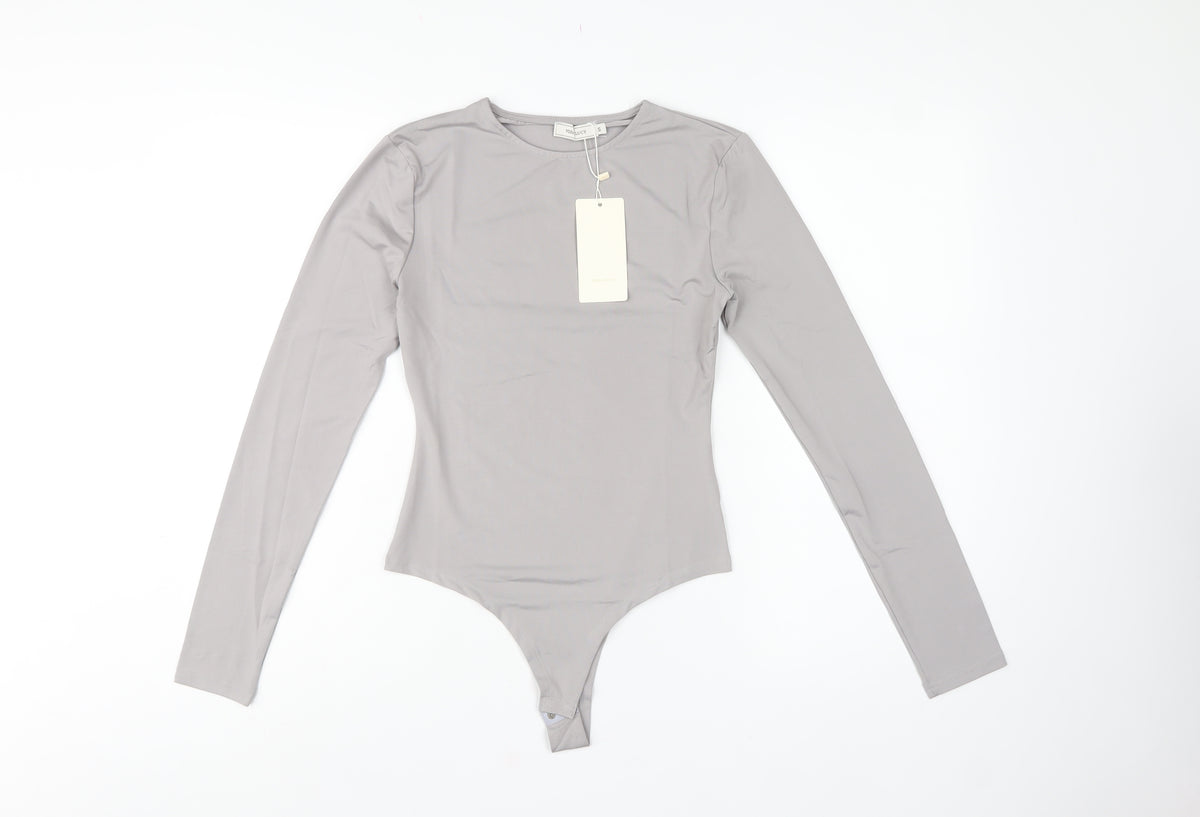 Vera & Lucy Women’s Grey Size 8 Long Sleeve Stretch Bodysuit