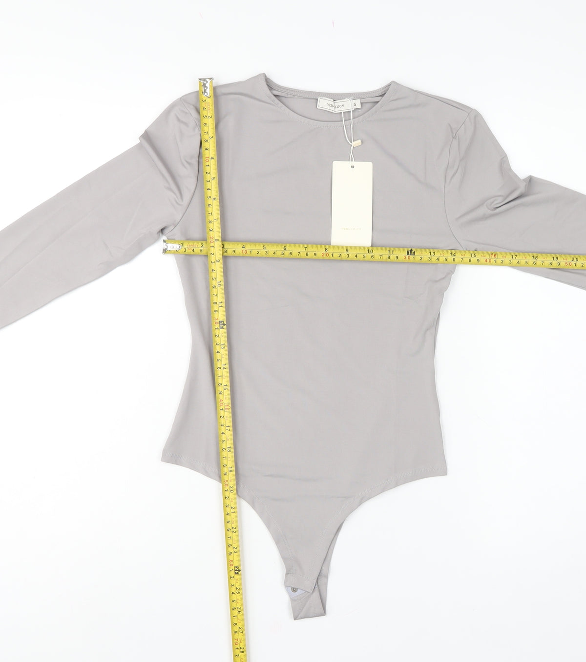 Vera & Lucy Women’s Grey Size 8 Long Sleeve Stretch Bodysuit
