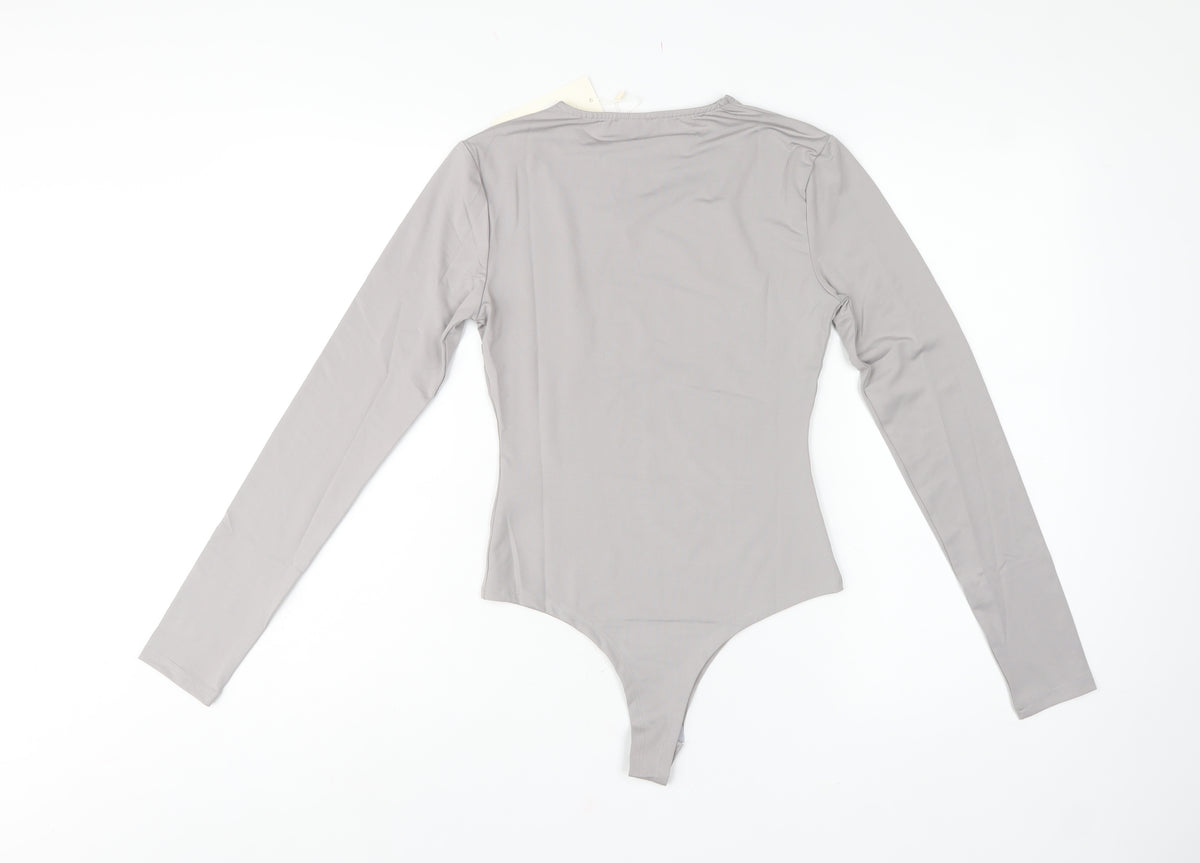 Vera & Lucy Women’s Grey Size 8 Long Sleeve Stretch Bodysuit