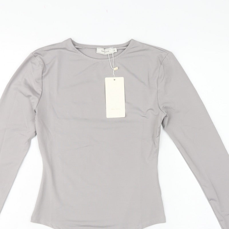 Vera & Lucy Women’s Grey Size 8 Long Sleeve Stretch Bodysuit