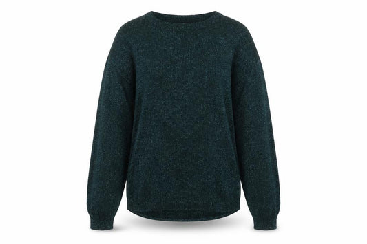 Oasis Women Green M Metallic Shimmer Knit Raglan Sleeve Jumper