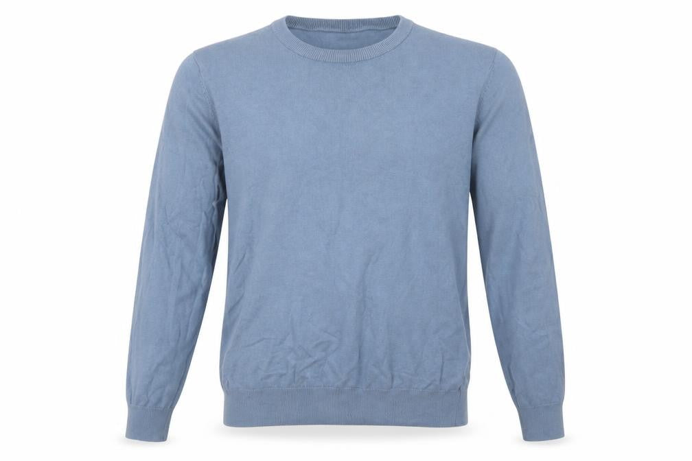 Marks and Spencer Men Blue L Fine Pure Cotton Crew Neck Jumper