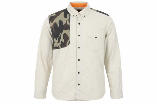 Clash of Dutch Men’s Stone Beige XL Camo Panel Long Sleeve Button-Up Shirt