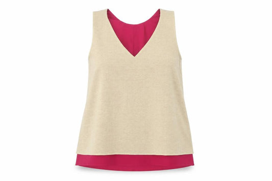 Avon Women’s Beige Pink Layered V-Neck Camisole Tank Top UK 18/20