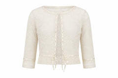 Per Una Due Women Ivory Size 12 Cropped Crochet Lace Tie Blouse