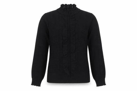 Next Petite Women’s Black UK 12 Ruffle High Neck Knit Jumper