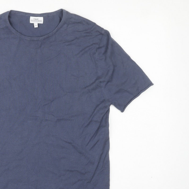 Next Men’s Blue M Short Sleeve Crew Neck Fine Knit Pullover Jumper