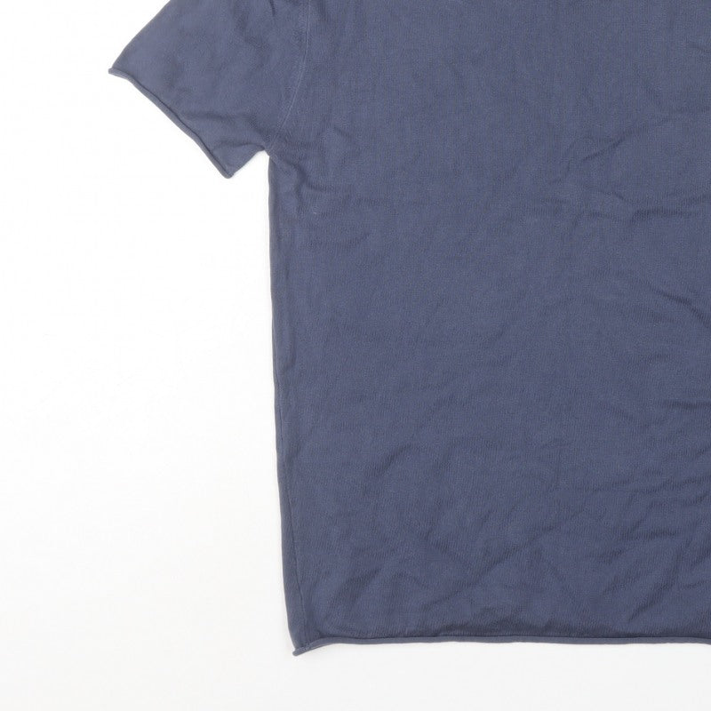 Next Men’s Blue M Short Sleeve Crew Neck Fine Knit Pullover Jumper