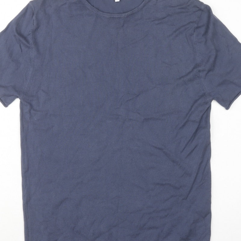 Next Men’s Blue M Short Sleeve Crew Neck Fine Knit Pullover Jumper