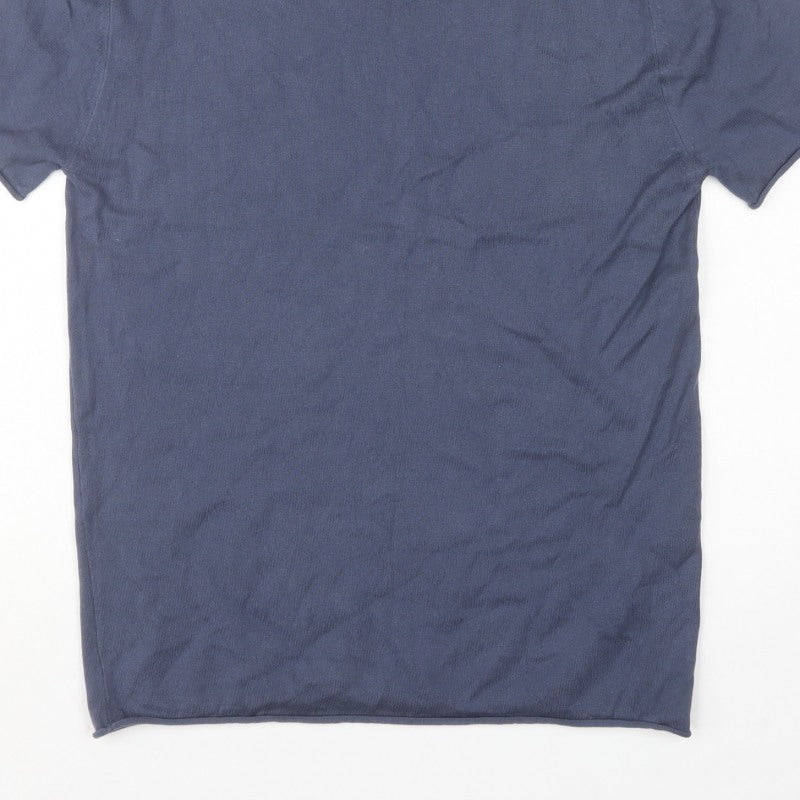 Next Men’s Blue M Short Sleeve Crew Neck Fine Knit Pullover Jumper