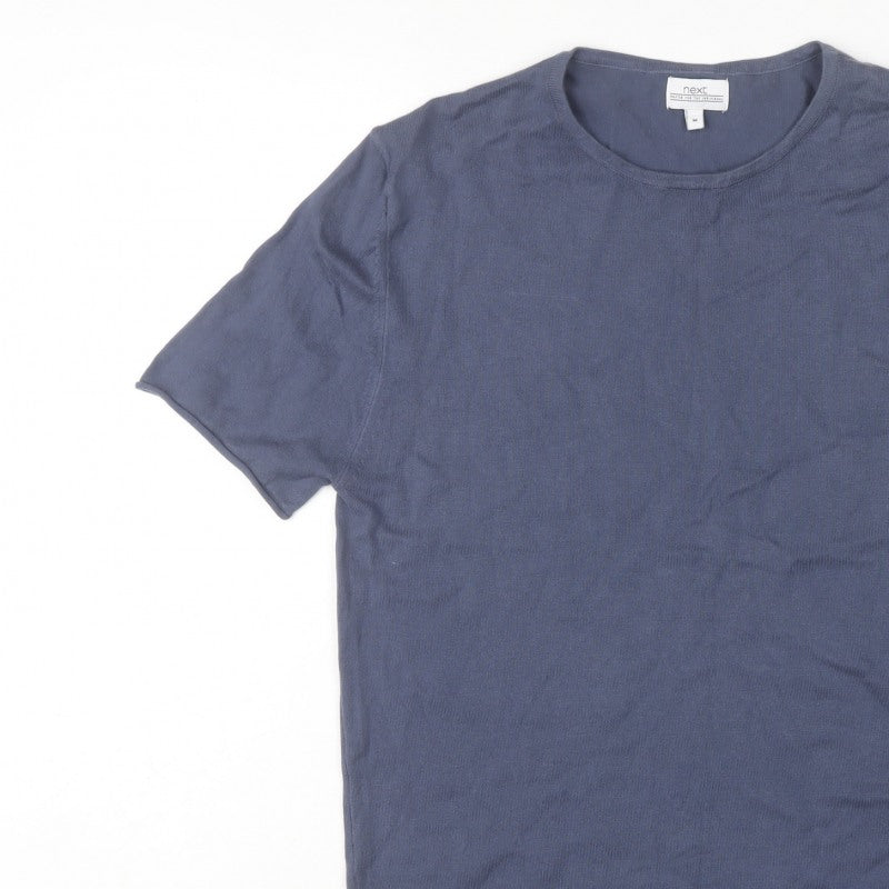 Next Men’s Blue M Short Sleeve Crew Neck Fine Knit Pullover Jumper