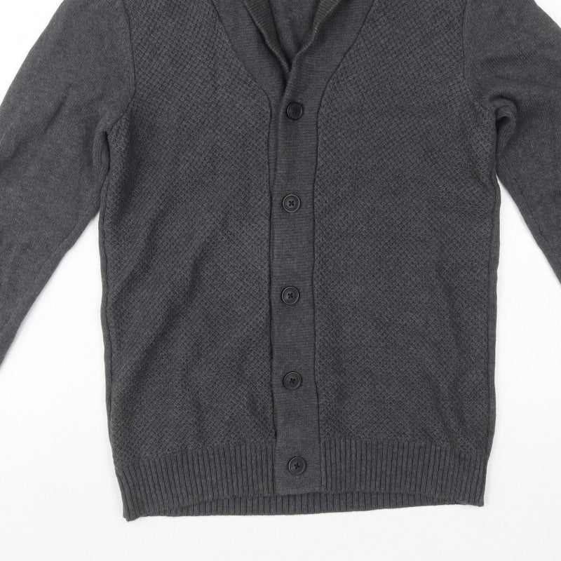 Selected Homme Men’s Grey S Shawl Collar Button Cardigan Cotton