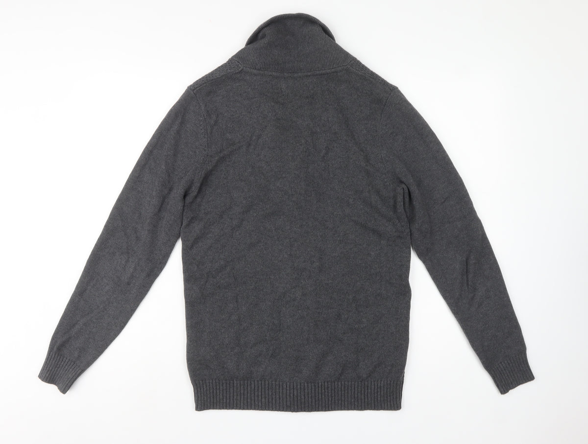 Selected Homme Men’s Grey S Shawl Collar Button Cardigan Cotton